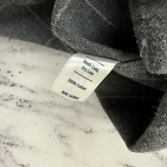 Marine Layer Mens Flannel Shirt Size L Larger Gray Plaid Long Sleeve Button Up - Picture 7 of 12